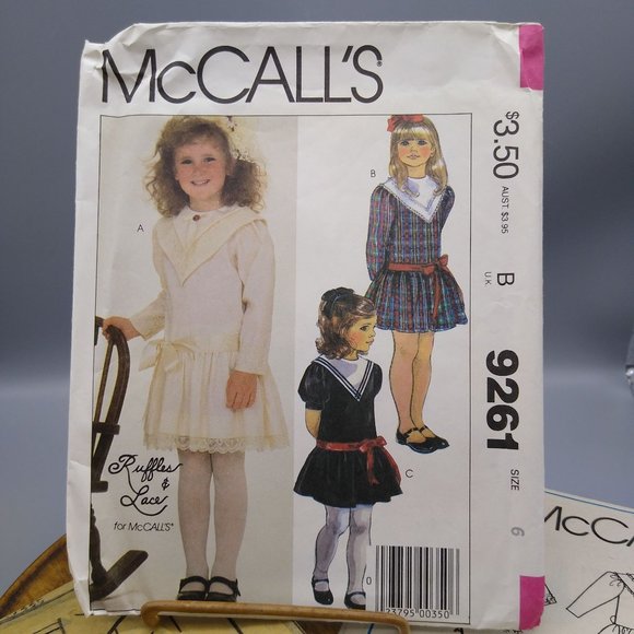 Vintage Sewing PATTERN McCalls 9261, Ruffles & Lace 1984 Childrens Dress, Girl - Picture 1 of 3